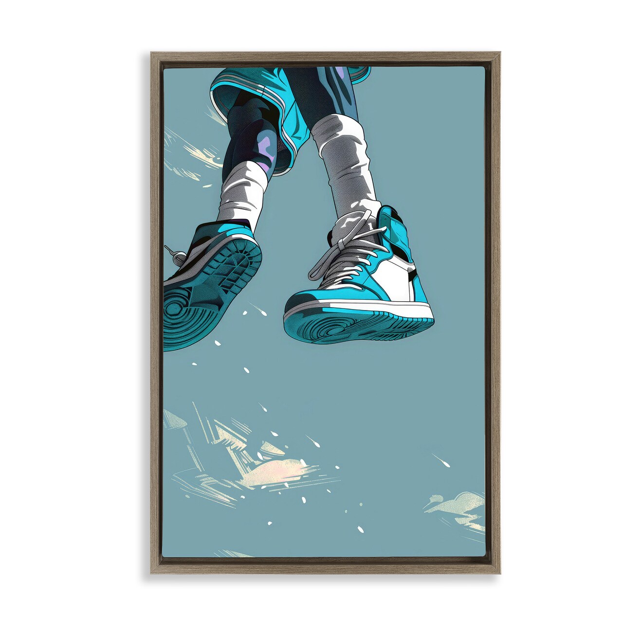 Stupell Industries Sporty Jump with Sneakers Floating Frame, design by Ray Powers